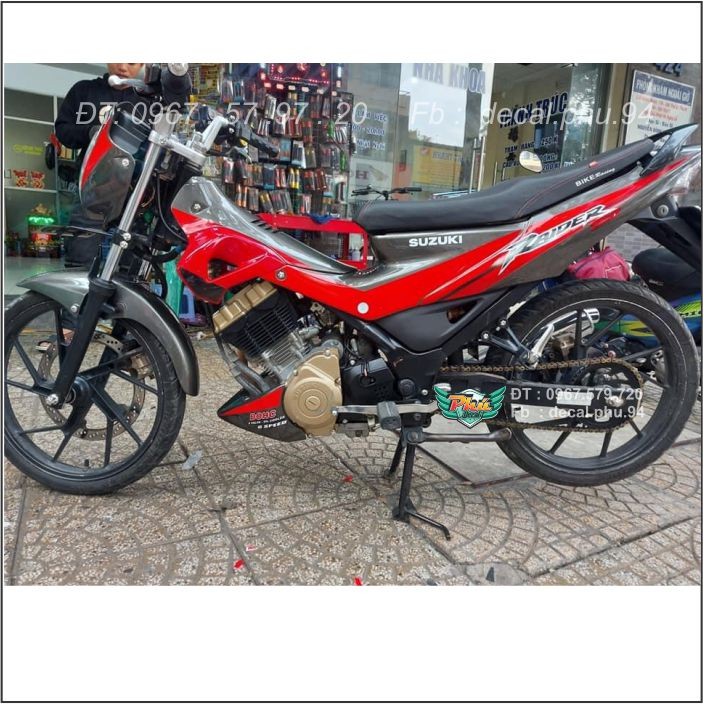 Tem Raider Xăng Cơ đỏ đen (C)