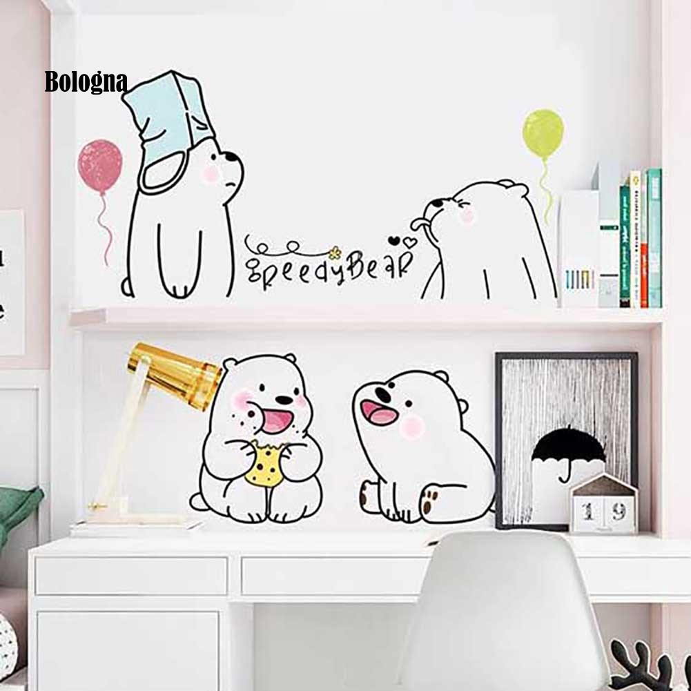 Sticker dán tường họa tiết hình con gấu đáng yêu dùng trong trang trí phòng ngủ