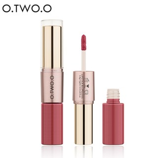 Thỏi son O.TWO.O hai đầu cho màu lì kháng nước lâu trôi tiện dụng 12 màu thời trang 28g