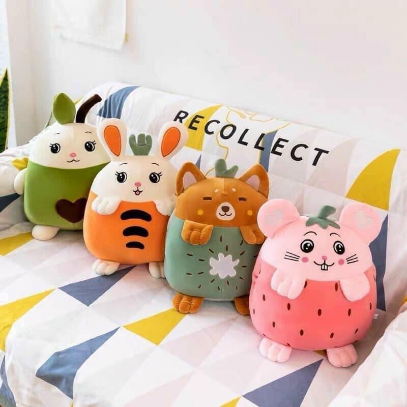 Bộ chăn gối văn phòng  hoa quả kèm hình thú cute đáng yêu , chăn gối văn phòng tiện dụng đáng yêu kích thước 1m1 x 1m6