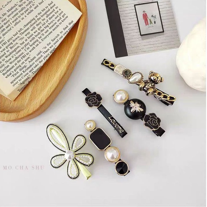 Set 5 Kẹp Tóc Màu Đen Sang Chảnh Phong Cách Retro Hàn Quốc - Hadichi