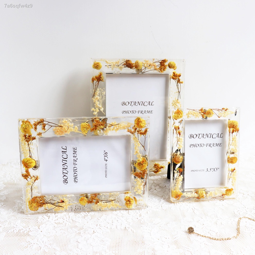 (Mới về)◑✤Khung ảnh Nhật Bản 5 inch 6 7 trong suốt hoa khô ánh sáng sang trọng tạo món quà tinh tế pha lê