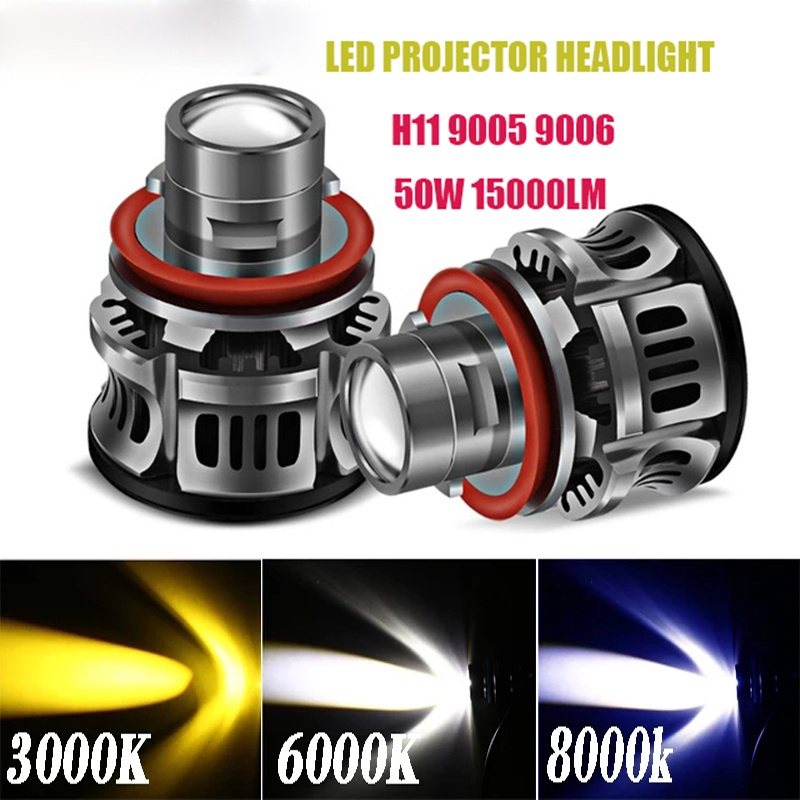 2Pcs Đèn Pha Led Xe Hơi H11 H8 H9 9005 HB3 9006 HB4 Bóng đèn Led Máy chiếu Laser Đèn pha / Đèn sương mù ô tô