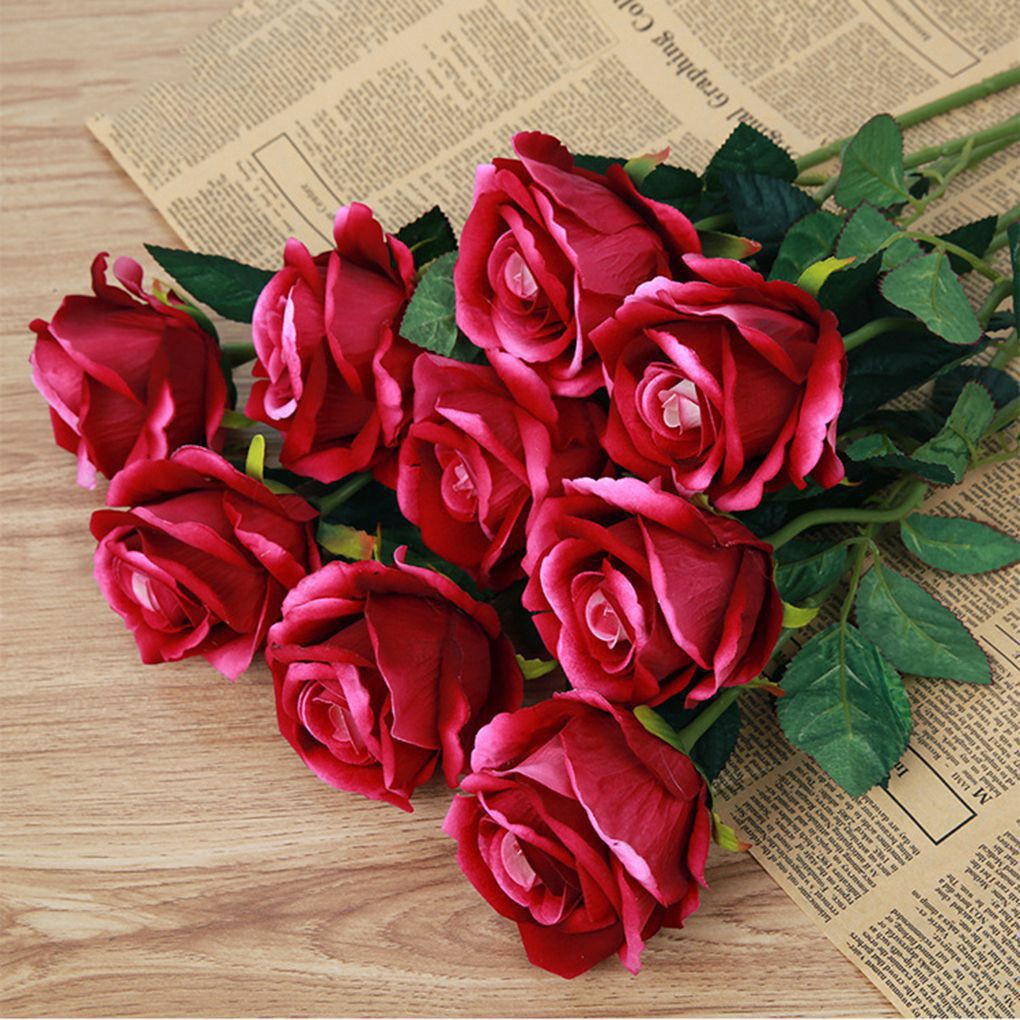 Artificial Rose Flannel Artificial Flowers Real-like Wedding Home Decor