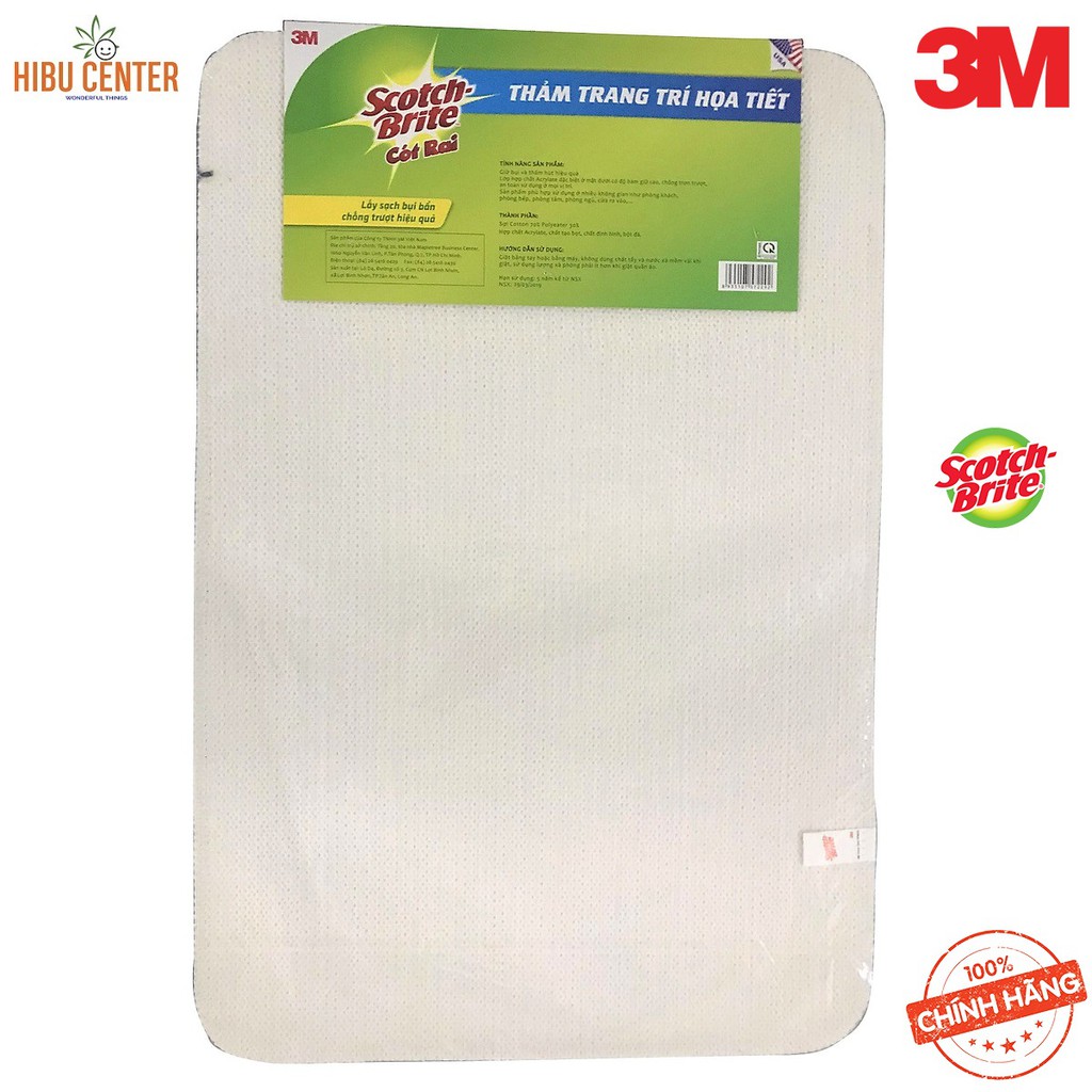 Thảm Trang Trí Họa Tiết 3M Scotch-Brite - 40x60cm - Tam Giác – Giữ Bụi, Thấm Hút, Chống Trượt, Hiệu Quả, Họa Tiết Sang