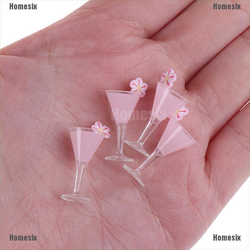 [HoMSI] 4Pcs 1/12 Dollhouse Miniature Cocktail Cup Drink Glass Model Toy Dollhouse Decor SUU