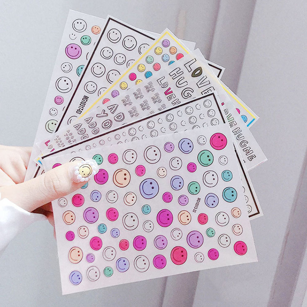 [Hàng mới về] Miếng Dán Siêu Mỏng Hình Mặt Cười Dễ Thương Trang Trí Móng Tay Có Keo Dính Tiện Dụng