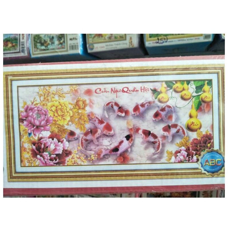 Tranh đính đá cao cấp ABC Cửu ngư quần hội Y8267 , Y8269, Y8268
