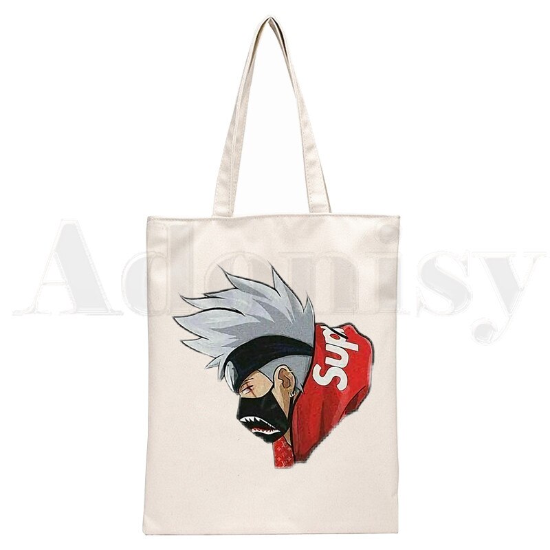 Túi xách tay bằng vải Canvas in hình Naruto Uzumaki Kakashi Hatake Sharingan Ninja dành cho bạn nữ mua sắm