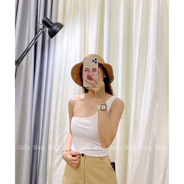 Áo Croptop Lệch Vai Sát Nách 5 Màu (CÓ ẢNH THẬT KÈM BẢNG TÊN SHOP) | BigBuy360 - bigbuy360.vn