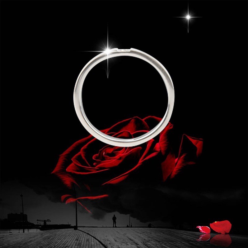 Nhẫn Thép Titan Đính Kim Cương Giả Nhiều Màu Sắc