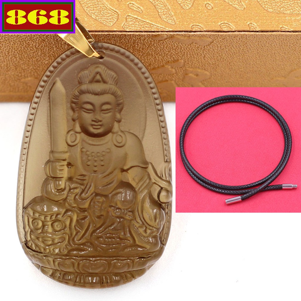 Mặt dây chuyền Phật Văn thù bồ tát đá Obsidian 5 cm MVOBN3 - Hộ mệnh tuổi Mão - Mặt Size lớn