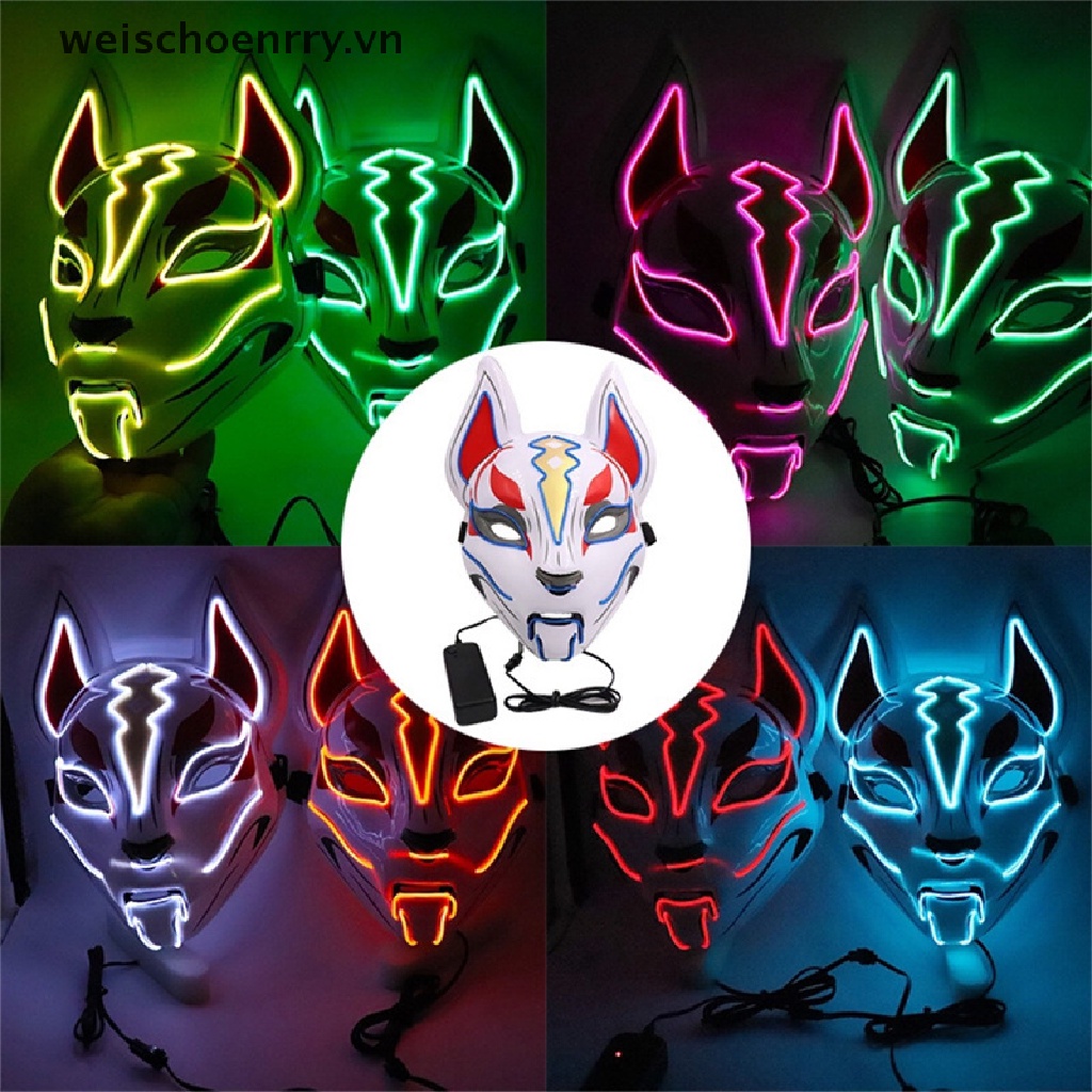 Mặt Nạ Cáo Nhật Bản Có Đèn Led Neon Dùng Để Hóa Trang Tiệc Halloween