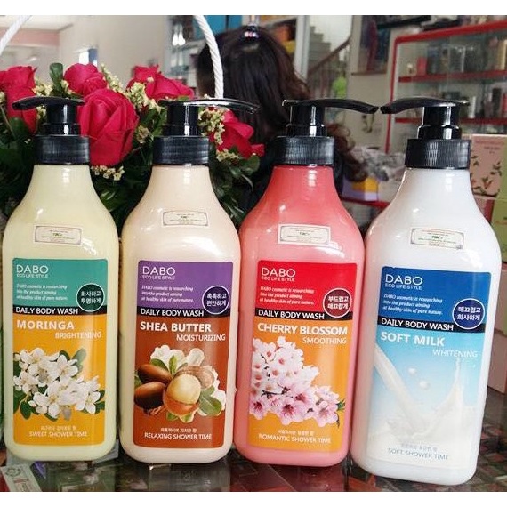 Combo 2 chai sữa tắm trắng sạch da, không gây nhờn bết dính từ sữa tươi DABO MILK BODY WASH Hàn quốc 750ml/Chai