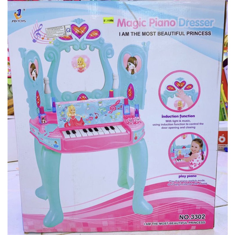 Bàn trang điểm có gương đóng mở cảm ứng + đàn piano cho bé