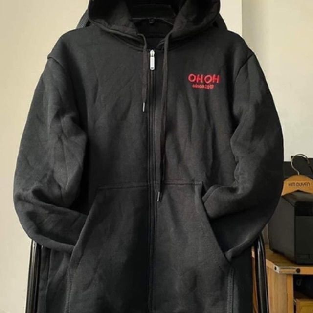 [Giá siêu rẻ] Áo khoác nỉ zip form rộng OHOH, họa tiết chữ thêu | BigBuy360 - bigbuy360.vn