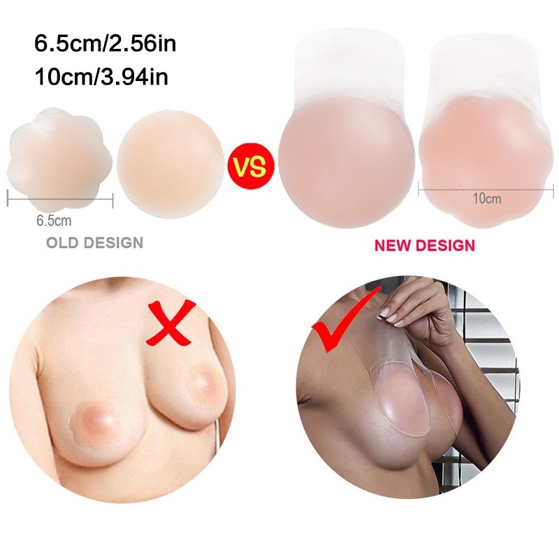 1 cặp Miếng dán ngực silicone siêu mỏng nhẹ êm tái sử dụng được tiện dụng cho nữ