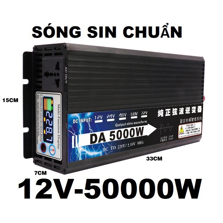 Bộ đổi nguồn inverter 12v lên 220v 5000W Sóng Sin chuẩn-INVERTER 12v 5000W