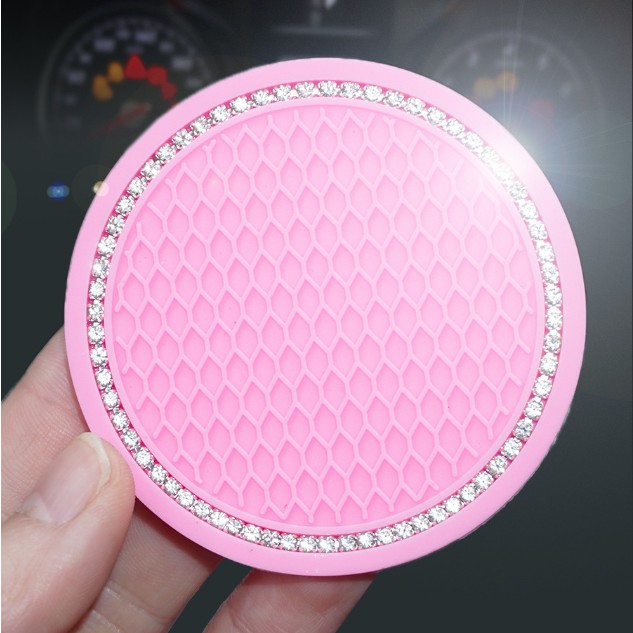 Miếng lót ly cốc chống trượt họa tiết tổ ong đính kim cương giả sáng tạo dễ thương cho xe hơi