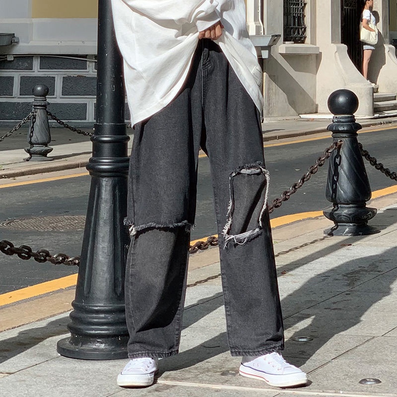 Quần Jeans Dài Ống Rộng Phong Cách Hip Hop Cá Tính Cho Nam