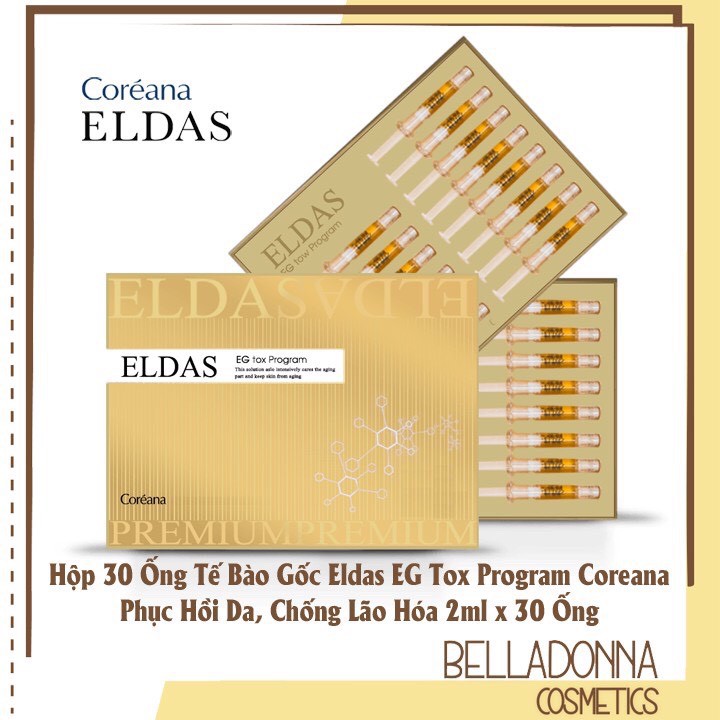 Hộp 30 ống serum tế bào gốc Eldas EG Tox Program Coreana phục hồi da, chống lão hóa
