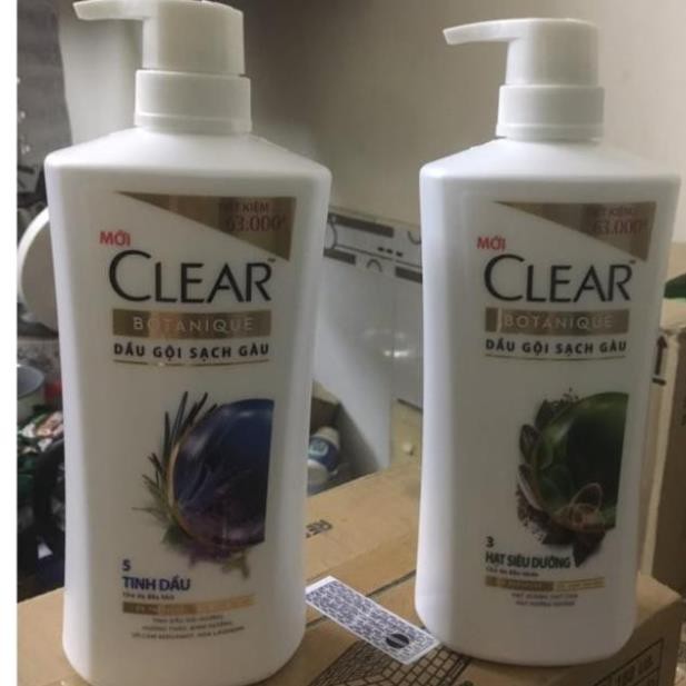 Dầu Gội Clear Botanique 5 Tinh Dầu/ 3 Hạt Siêu Dưỡng 650g