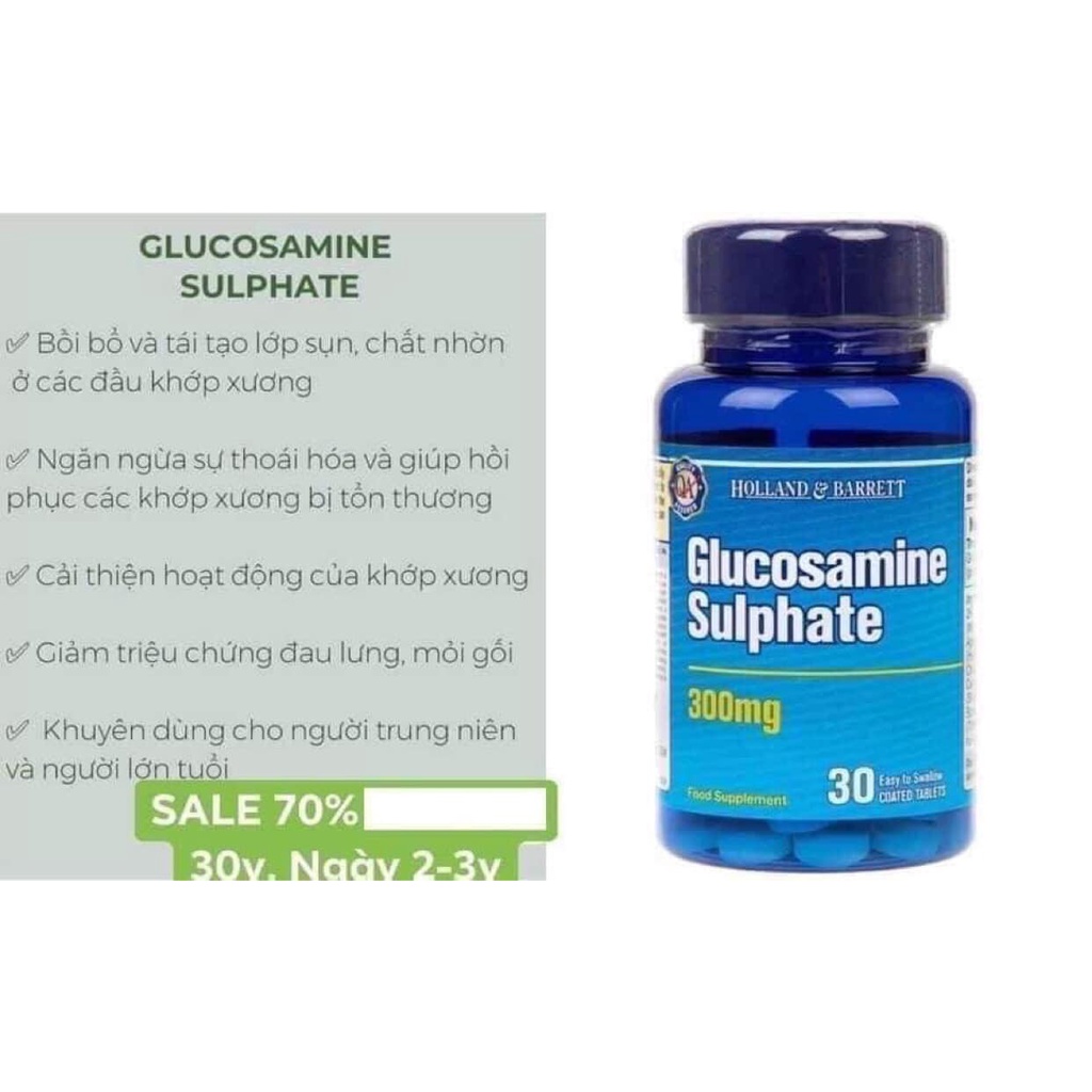 Viên Uống Hỗ Trợ Xương Khớp Holland Glucosamine Sulphate 300mg (30 viên)