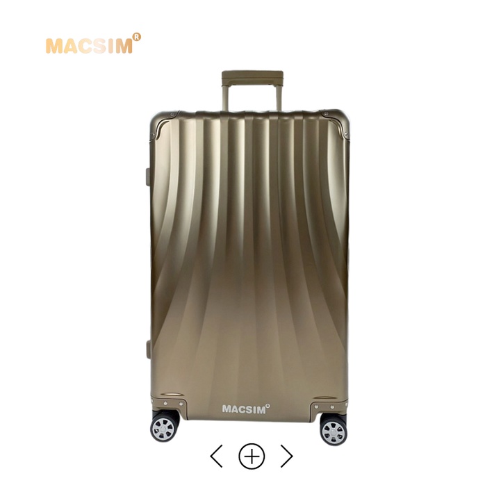 Vali hợp kim nhôm nguyên khối cao cấp MS1307 nhãn hiệu Macsim màu ti-gold cỡ 28inches