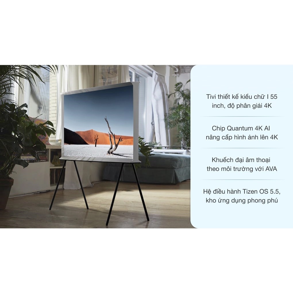 Smart Tivi Kiểu Chữ Có Chân The Serif QLED Samsung 4K 55 inch QA55LS01T 2020 - Điện Máy Kho Rẻ