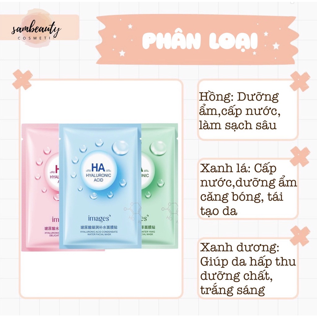 MẶT NẠ HA, MẶT NẠ GIẤY DƯỠNG DA DƯỠNG ẨM thành phần chính HA mang lại làn da nhẹ nhàng tươi tắn