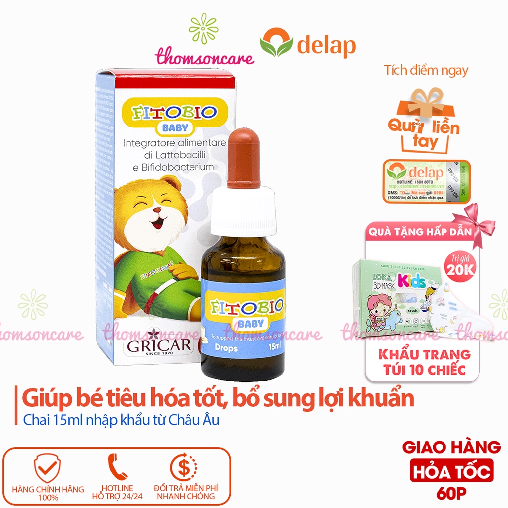 Men vi sinh Fitobio baby, bổ sung lợi khuẩn Probiotics cho bé từ sơ sinh, ổn định tiêu hóa, giảm táo bón, khó tiêu