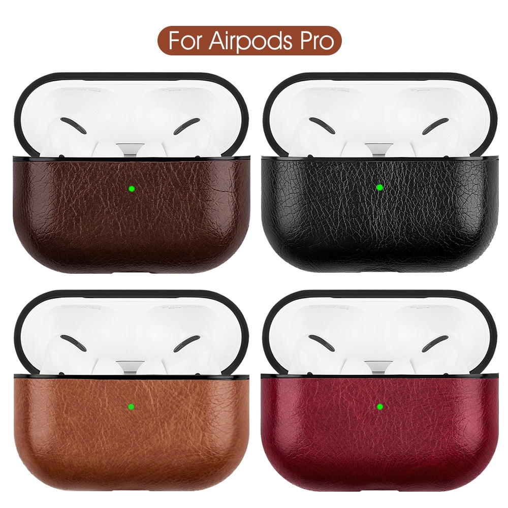 Hộp đựng tai nghe Airpods Pro bằng da PU có nút bấm