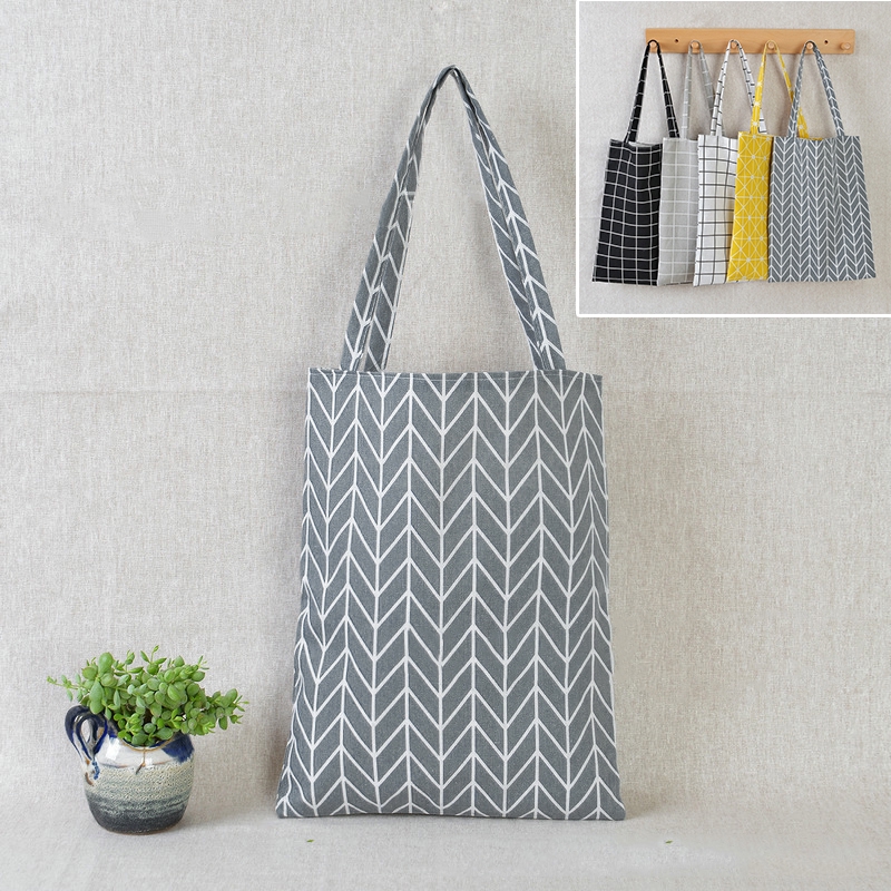 Young Ladies Women Girl Linen Fashion Plaid bag Shopping Bag Handbag Bag Tote Bag Hot Sale