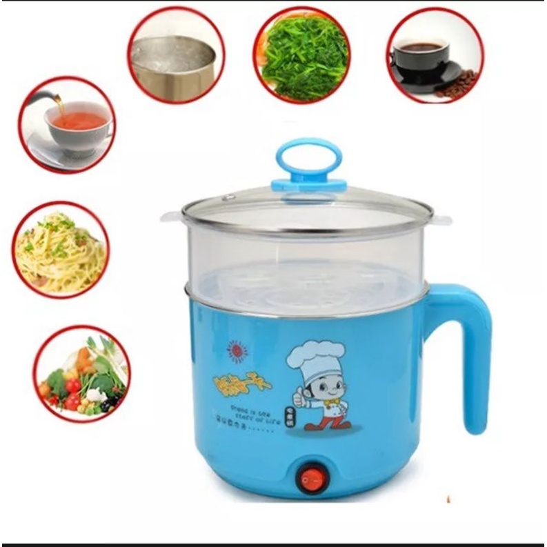 Ca Nấu Mì, Nấu Cơm, Đa Năng, Nồi Lẩu Mini Kèm Giá Hấp 18cm