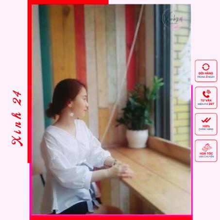 Áo sơ mi nữ tay cổ chữ V, kiểu tay phồng ngọt ngào và xinh xắn | BigBuy360 - bigbuy360.vn