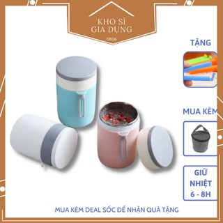 ☑️ [ SALE ] [LOẠI LỚN] Cốc Đựng Cháo 580ML Kèm Muỗng Và Túi Giữ Nhiệt, Ruột Inox 304 Hộp Đựng Cháo Canh Soup Bền Đẹp 🥡