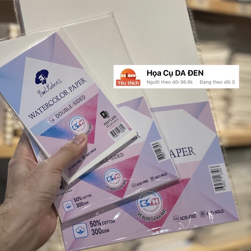 [DA ĐEN] Giấy Vẽ Màu Nước Paul Rubens 300gsm - 50% Cotton