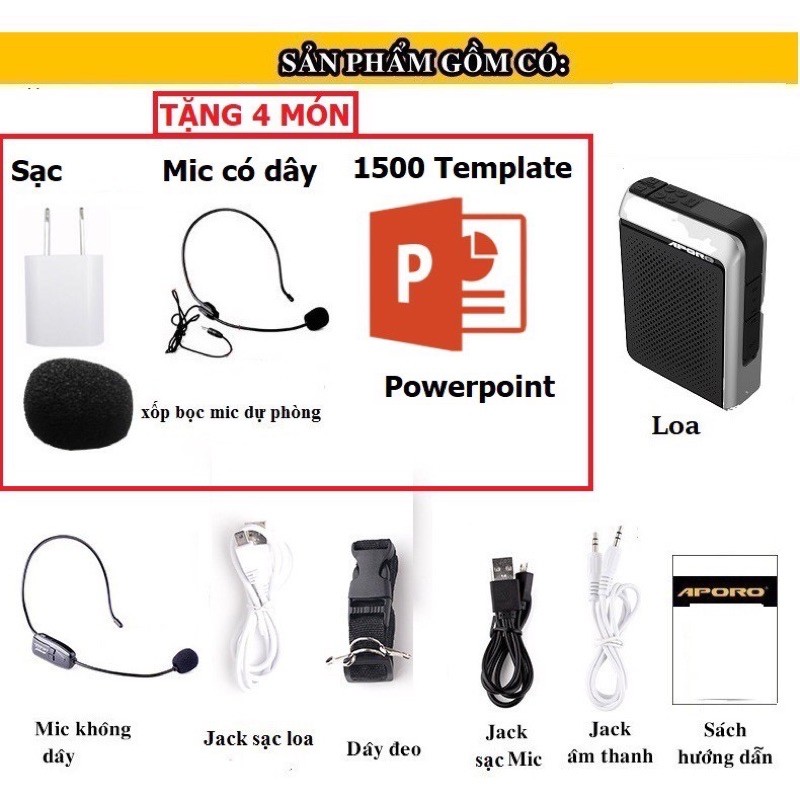 Loa máy trợ giảng Aporo T18 sóng UHF âm thanh cực trong, rõ, có bluetoooth, chất lượng tuyệt vời, siêu phẩm công nghệ