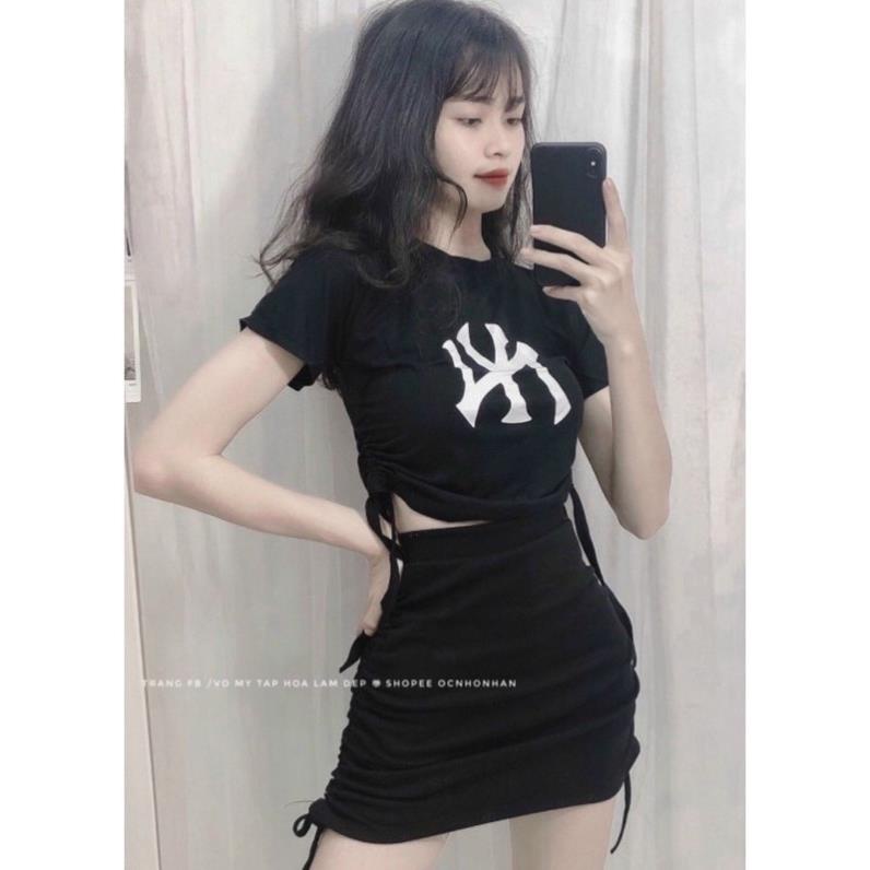 Chân váy ngắn lưng thun rút dây 2 bên có quần trong chất vải thun Borip [Hàng Đẹp] | BigBuy360 - bigbuy360.vn
