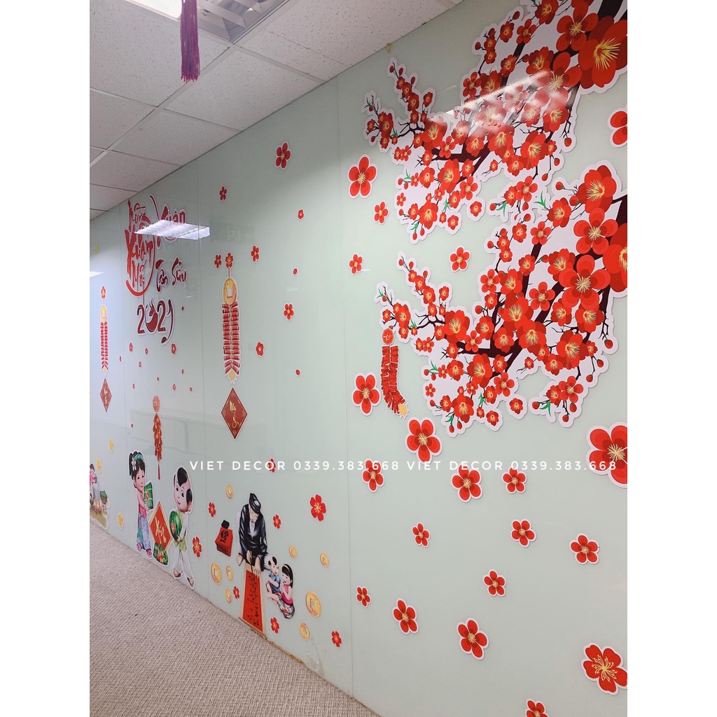 Decal Tết 2024 Dán kính - Trang trí Tết 2024 - Decan Tết Dán Cửa kính, Dán tường, Decor Nhà cửa - vietdecor