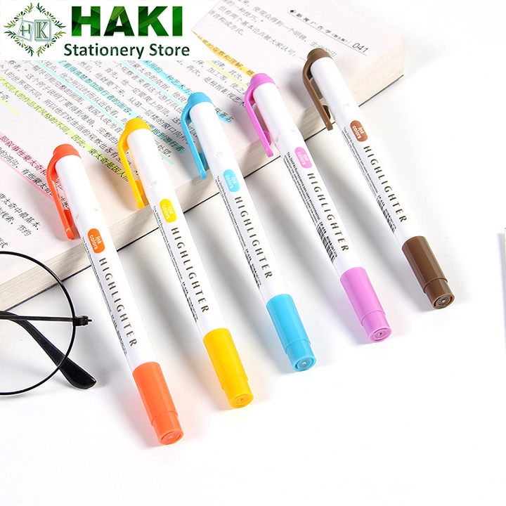 Bút highlight pastel đánh dấu 2 đầu HAKI, bút dạ quang nhớ dòng ZHIPAI marker bullet journal dễ thương B52