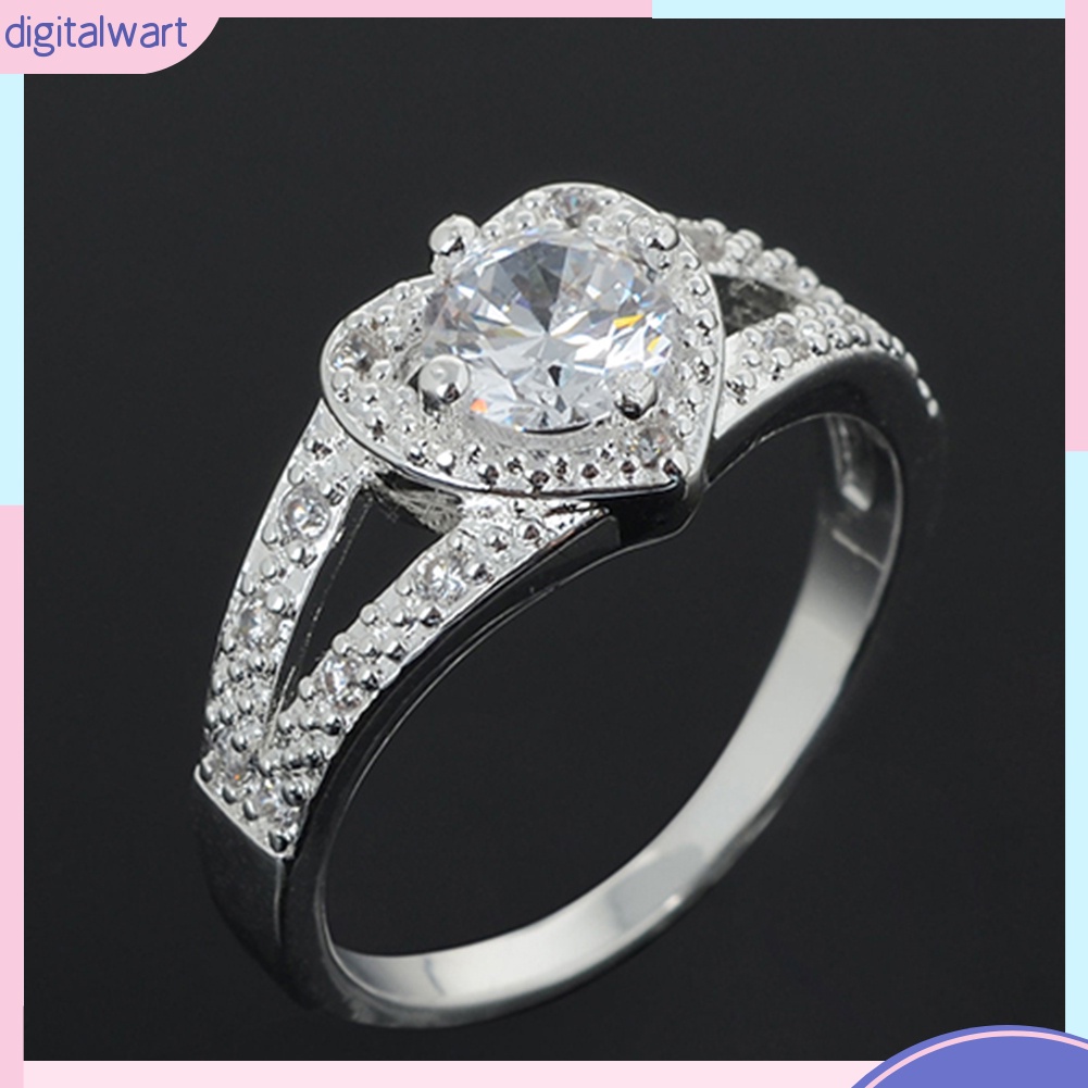 Nhẫn mạ bạc 925 đính đá hình tim xinh xắn