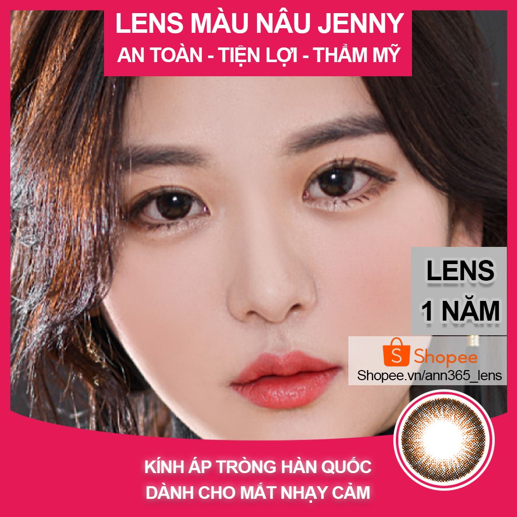 Kính áp tròng cận loạn, Lens mắt cận 1 năm, len giản tròng cận nặng màu nâu Jenny Brown | Ann365 Lens