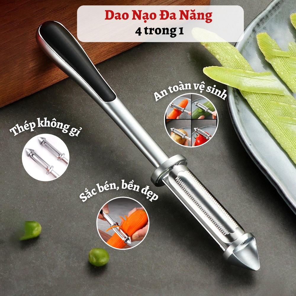 Dụng Cụ Nạo Gọt Bào Sợi Củ Quả Thép Không Gỉ Đa Năng 4 Trong 1 Tiện Dụng Đắc Lực Cho Nhà Bếp