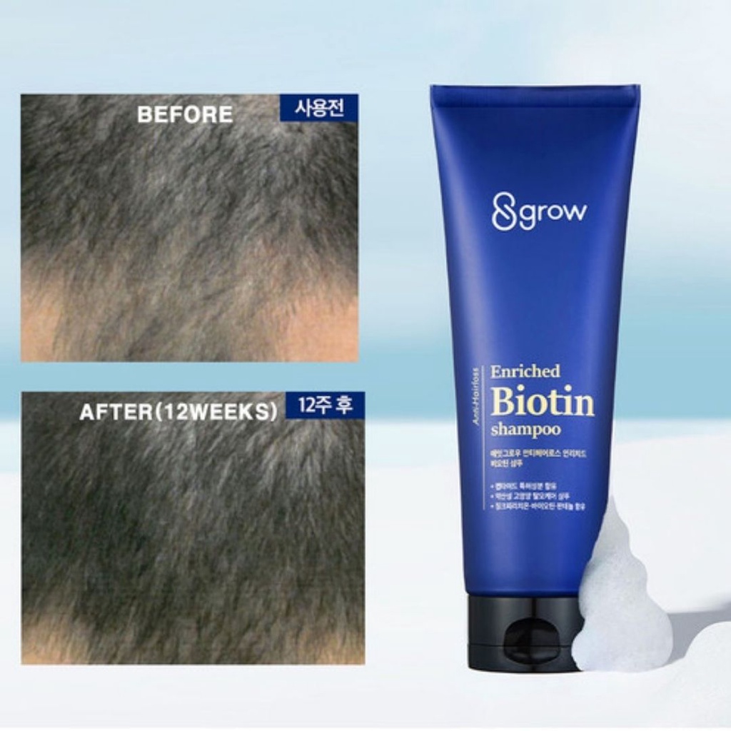 Dầu gội giảm rụng tóc, kích thích mọc tóc  8grow Anti Hairloss Enriched Biotin Shampoo 220gr