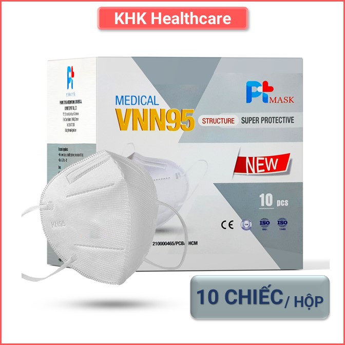 Khẩu trang N95 5 lóp lọc kháng virus và bụi mịn PM2.5 hiệu quả (hộp 10 cái) PT Mask