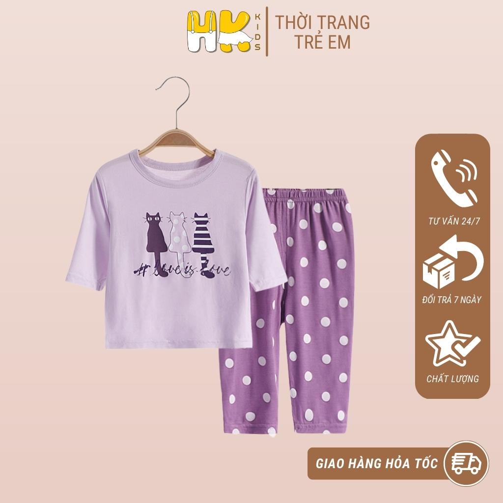 Bộ quần áo lửng cho bé HK KIDS chất liệu pettit thun lạnh mỏng và mát điều hoà 4 mùa size 80-130(10-24kg)