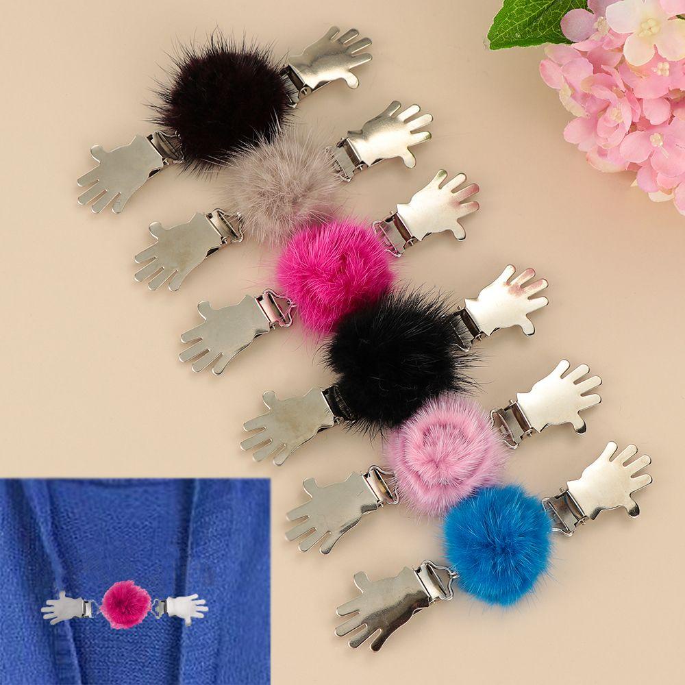 Kẹp Cài Áo Khoác Cardigan Bằng Lông Thỏ Giả Mềm Mại Hợp Thời Trang