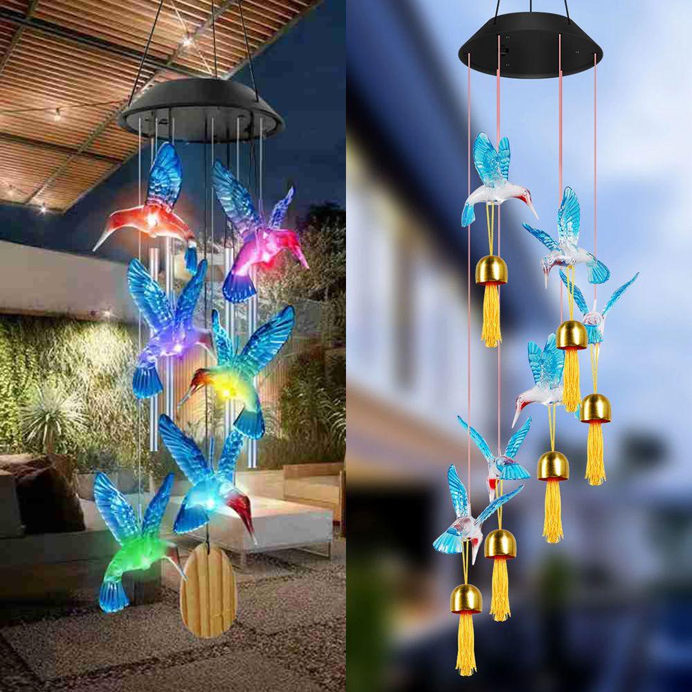 Chuông Gió Có Đèn Năng Lượng Mặt Trời Trang Trí Sân Vườn