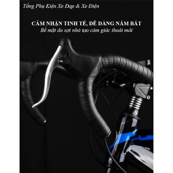 Dây Quấn Ghi Đông Xe Đạp Sợi Carbon Cao Cấp Set 2 Cuộn 2 Nút Chặn